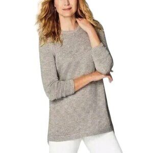 NWT J Jill Sz Large Crew Neck Long Sleeve silver sweater